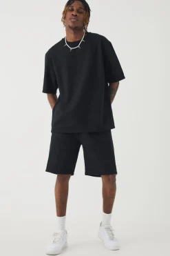 boohooMAN Tall Jacquard T-shirt & Relaxed Short Set | UK| Tracksuits