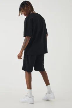 boohooMAN Tall Jacquard T-shirt & Relaxed Short Set | UK| Tracksuits