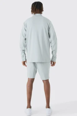 boohooMAN Tall Jersey Shirt & Fixed Waistband Short Set | UK| Sets & Co-Ords