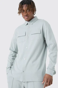 boohooMAN Tall Jersey Shirt & Fixed Waistband Short Set | UK| Sets & Co-Ords