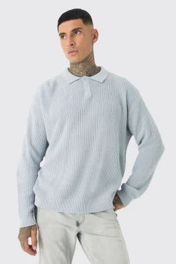 boohooMAN Tall Knitted Rugby Polo | UK| Knitwear