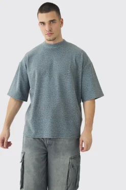 Tall Leopard Compact Rib Boxy Oversized T-Shirt | UK^boohooMAN Outlet