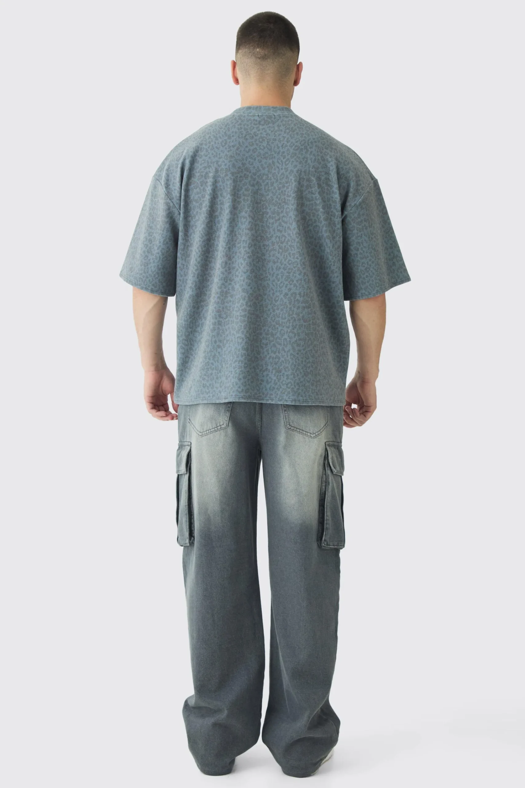 Tall Leopard Compact Rib Boxy Oversized T-Shirt | UK^boohooMAN Outlet