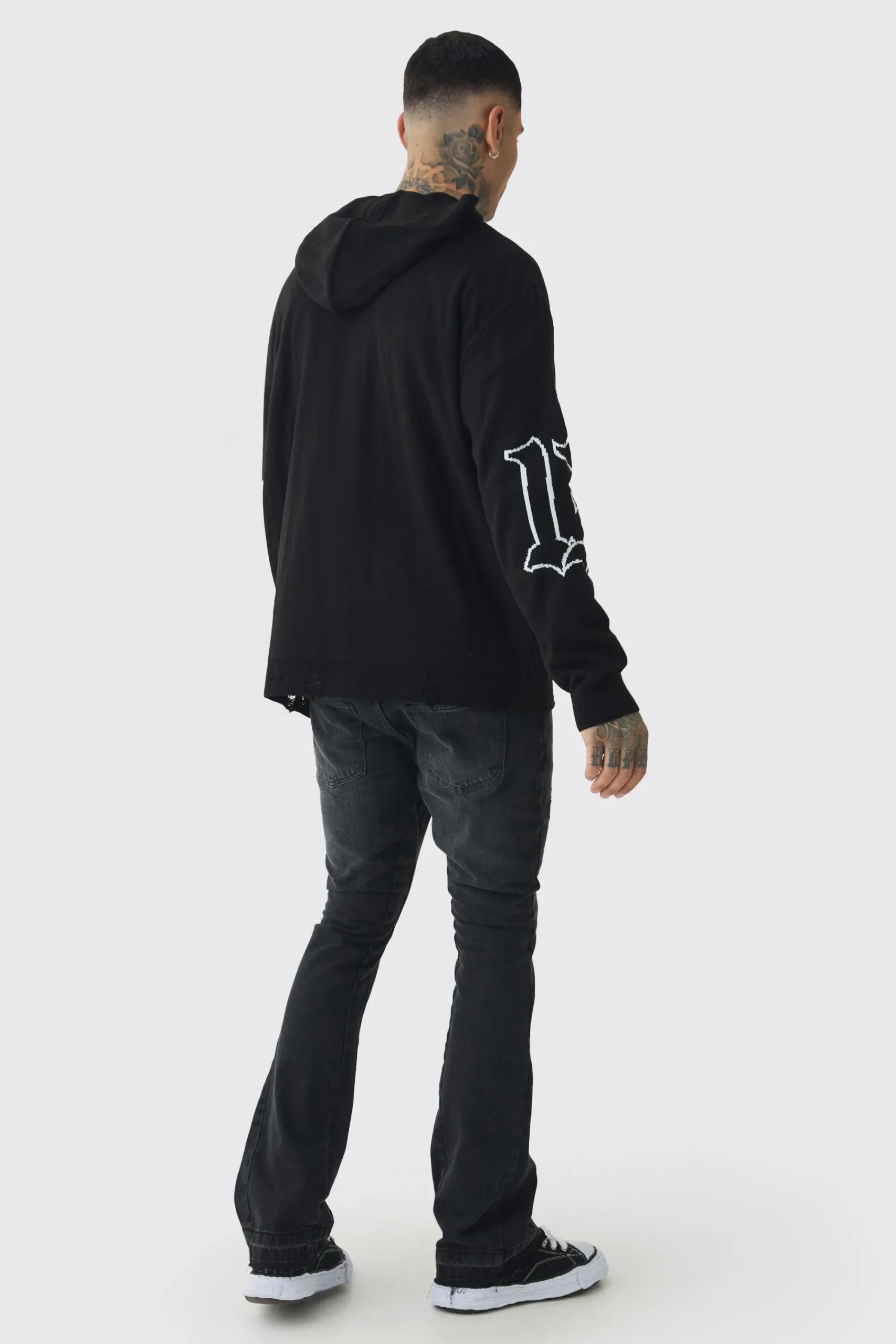 boohooMAN Tall Limited Edition Distressed Knitted Hoodie | UK| Knitwear
