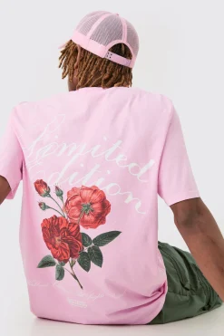 Tall Limited Edition Floral Graphic Backprint T-shirt In | UK^boohooMAN Discount