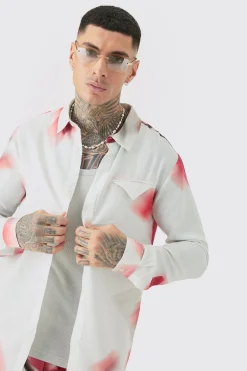 boohooMAN Tall Linen Look Pocket Detail Abstract Shirt & Short Set | UK| Sets & Co-Ords