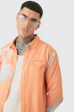 boohooMAN Tall Linen Look Pocket Detail Abstract Shirt & Short Set | UK| Sets & Co-Ords