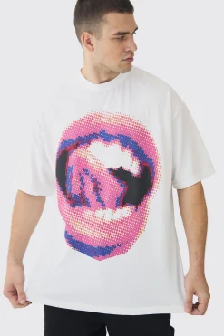 Tall Lips Graphic Oversized T-Shirt | UK^boohooMAN Outlet
