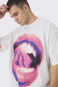 Tall Lips Graphic Oversized T-Shirt | UK^boohooMAN Outlet