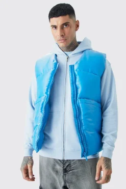 boohooMAN Tall Liquid Metallic Nylon Padded Gilet | UK| Coats & Jackets
