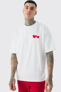 Tall Love Heart Embroidered T-shirt In | UK^boohooMAN Discount