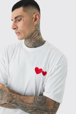Tall Love Heart Embroidered T-shirt In | UK^boohooMAN Discount