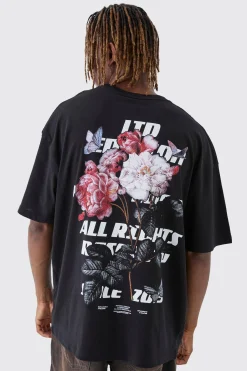 Tall LTD Edition Floral Printed T-Shirt | UK^boohooMAN Clearance