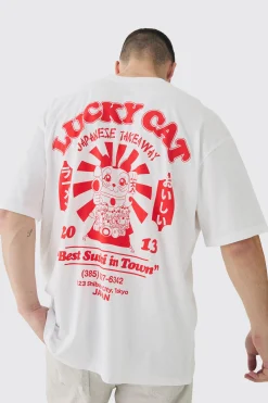 Tall Lucky Cat Graphic T-Shirt | UK^boohooMAN Hot