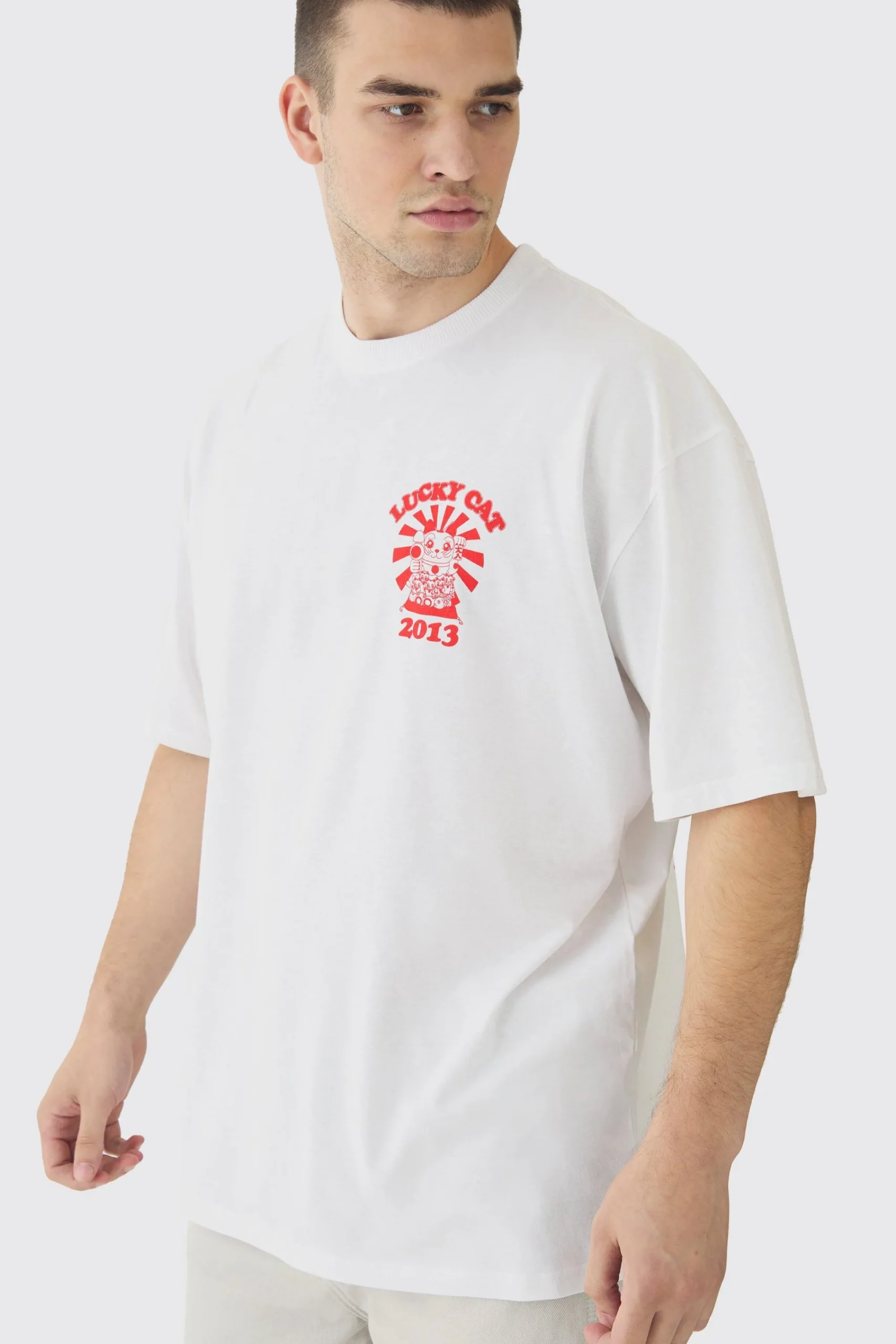Tall Lucky Cat Graphic T-Shirt | UK^boohooMAN Hot