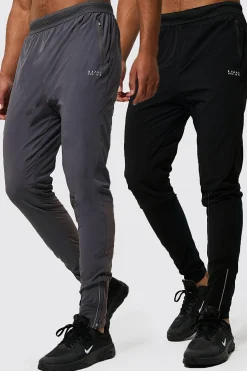 boohooMAN Tall Man Active Gym 2 Pack Lightweight Tapered Jogger | UK| Joggers