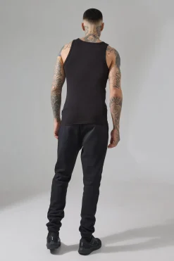 Tall Man Active Gym Muscle Fit Ribbed Vest | UK^boohooMAN