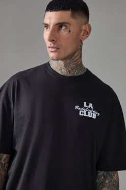 Tall Man Active LA Bodybuilding Club Oversized T-shirt | UK^boohooMAN