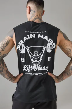 Tall Man Active Train Hard Lift Heavy Regular Fit Droparm Tank | UK^boohooMAN Hot