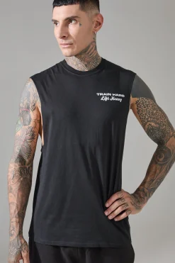 Tall Man Active Train Hard Lift Heavy Regular Fit Droparm Tank | UK^boohooMAN Hot