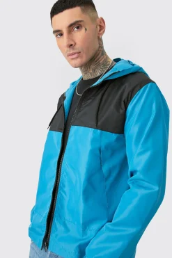 boohooMAN Tall Man Colour Block Hooded Windbreaker | UK| Coats & Jackets
