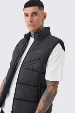boohooMAN Tall Man Dash Quilted Funnel Neck Gilet | UK| Coats & Jackets