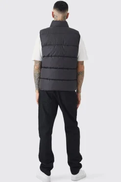 boohooMAN Tall Man Dash Quilted Funnel Neck Gilet | UK| Coats & Jackets