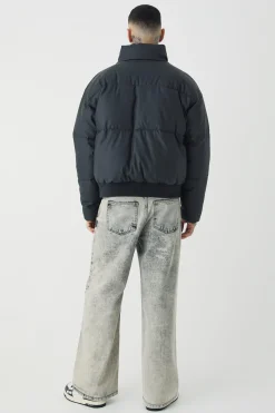 boohooMAN Tall Matte PU Funnel Neck Puffer In | UK| Coats & Jackets