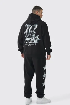 boohooMAN Tall Metallic Y2K Graphic Tracksuit | UK| Tracksuits