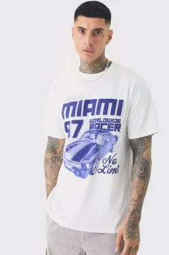 Tall Miami Moto Print T-shirt | UK^boohooMAN Clearance