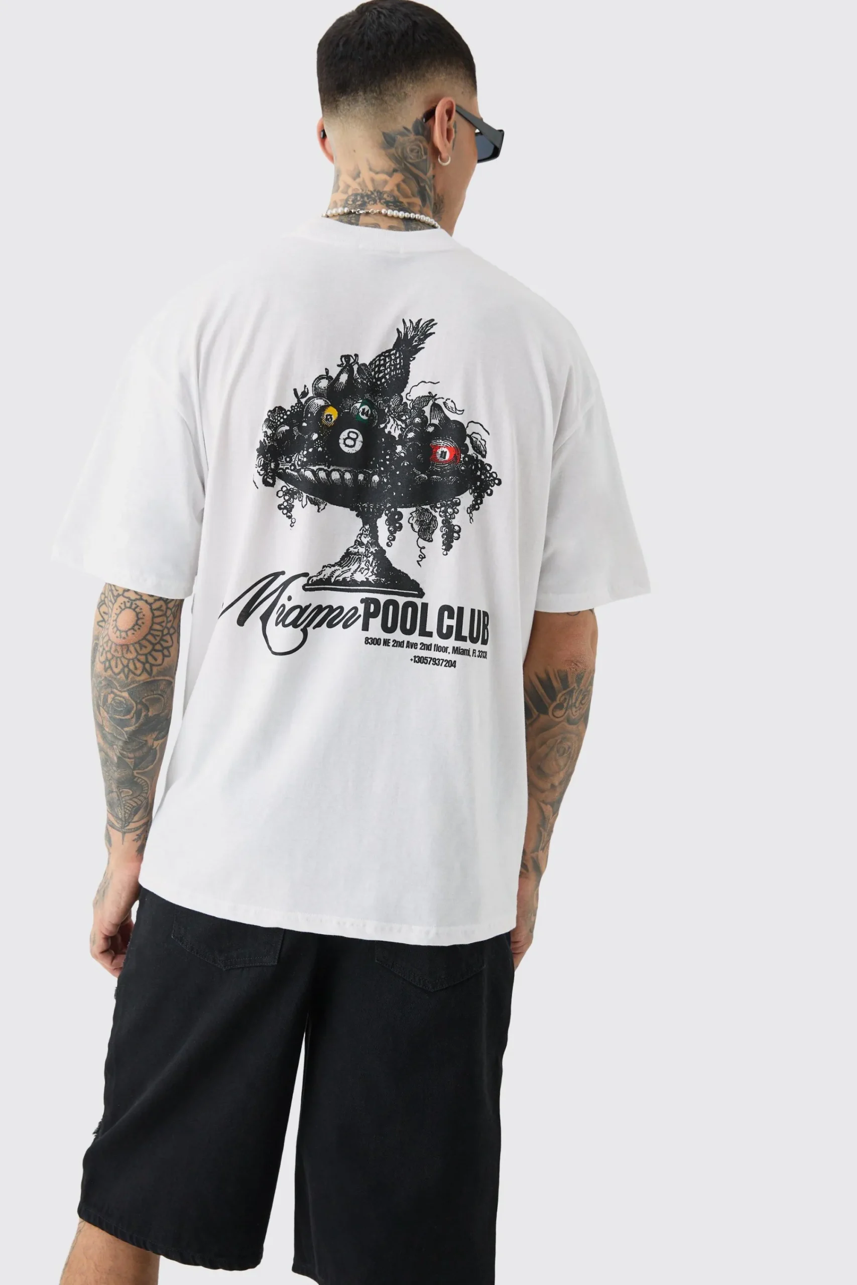 Tall Miami Pool Club Back Print T-shirt In | UK^boohooMAN Best