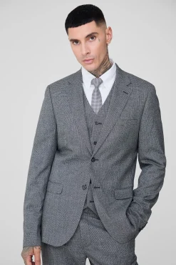 boohooMAN Tall Mini Dogtooth Single Breasted Slim Fit Suit Jacket | UK| Suits & Tailoring|Sets & Co-Ords