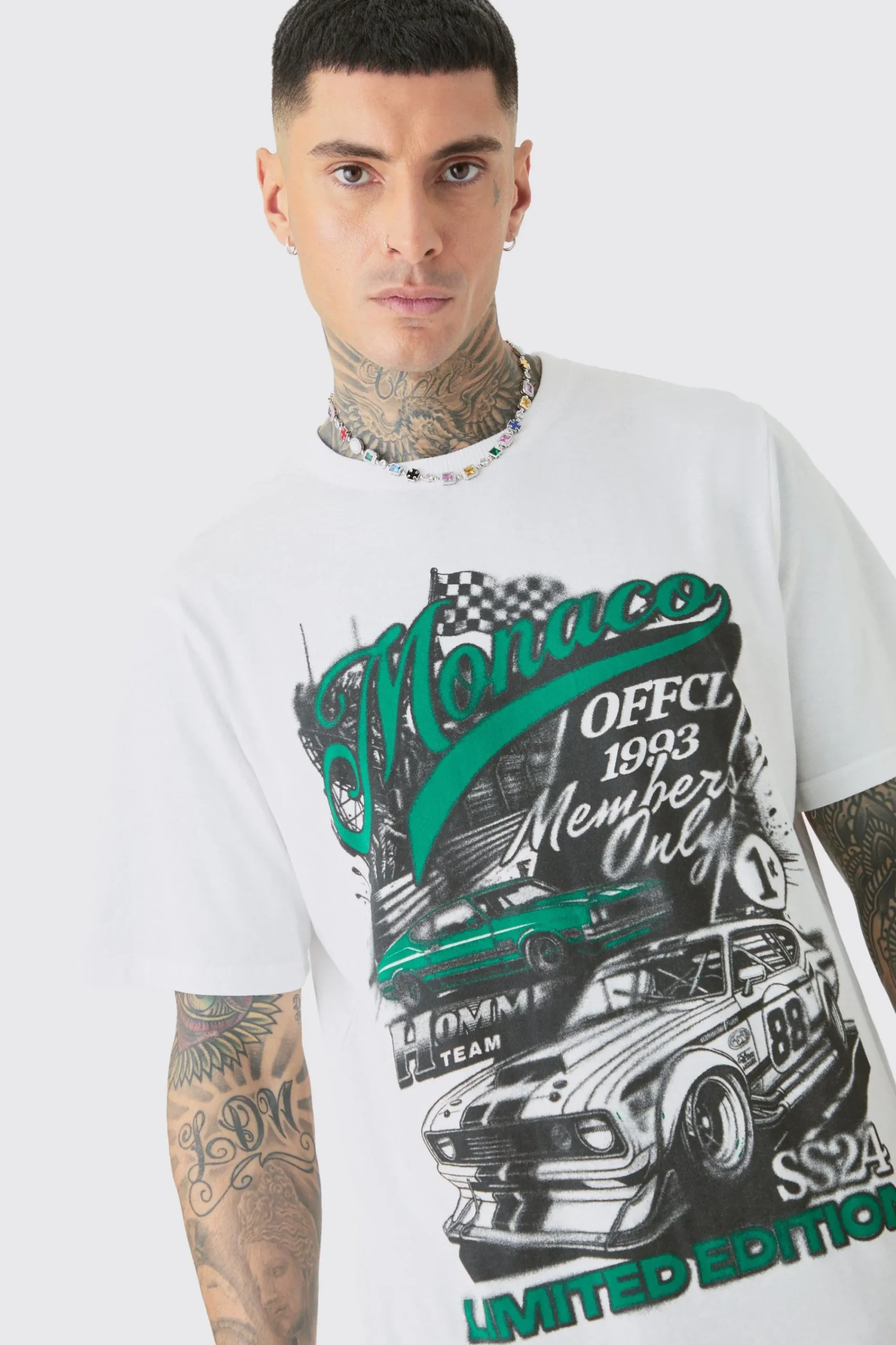 Tall Monaco Moto Print T-shirt | UK^boohooMAN Sale