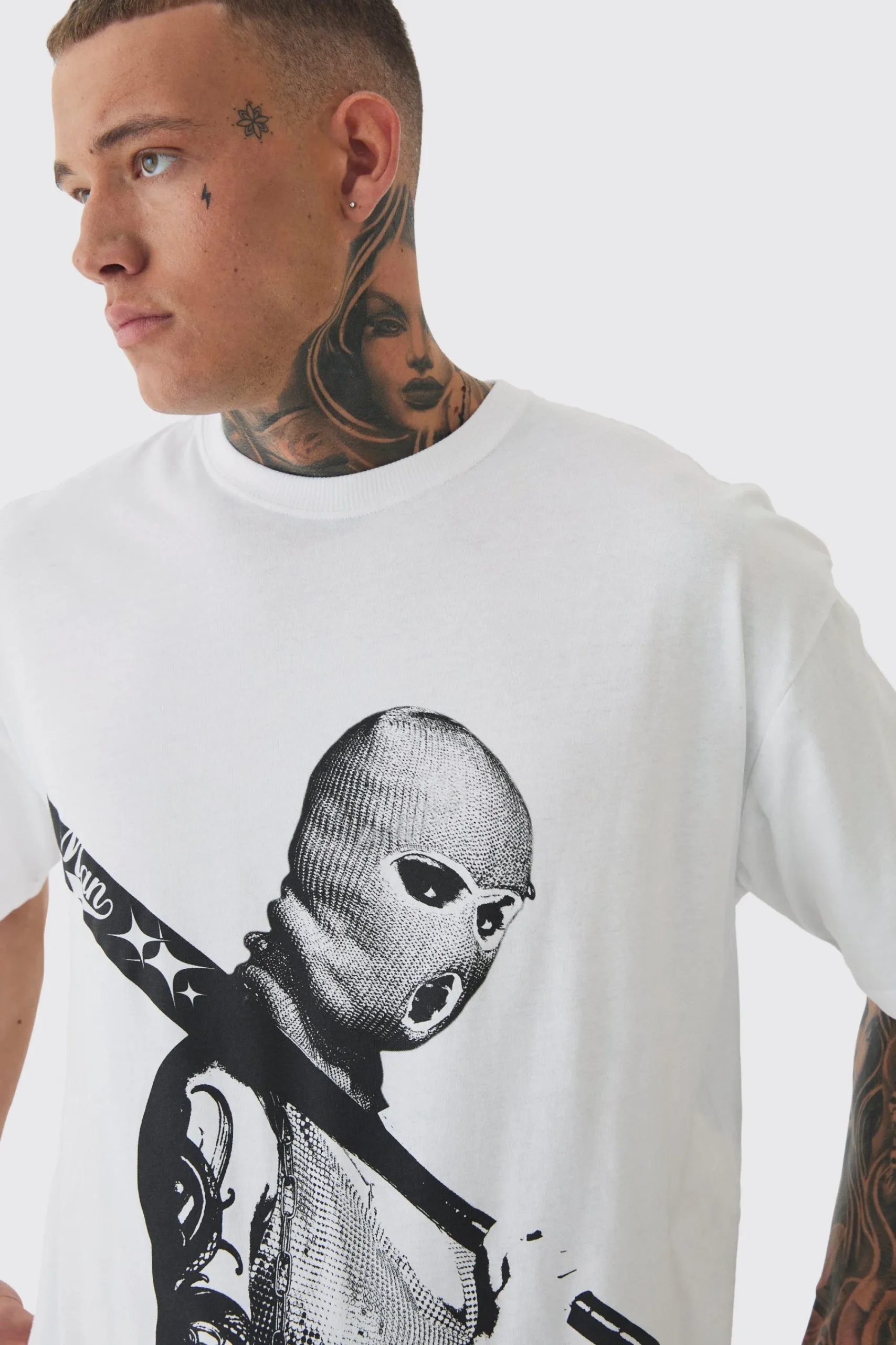 Tall Mono Man Balaclava T-shirt In | UK^boohooMAN