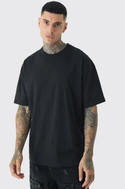 Tall Mono Rose Floral Back Print T-shirt In | UK^boohooMAN