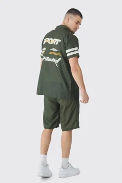 boohooMAN Tall Moto Print Shirt & Short Set In | UK| Sets & Co-Ords