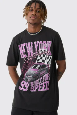 Tall New York Moto Print T-shirt | UK^boohooMAN Online