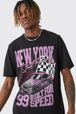 Tall New York Moto Print T-shirt | UK^boohooMAN Online