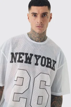 Tall New York Printed Mesh Basketball T-shirt In | UK^boohooMAN Hot
