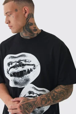 Tall OFCL Lips Printed T-shirt In | UK^boohooMAN Outlet