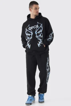 boohooMAN Tall OFCL Print Oversized Tracksuit In | UK| Tracksuits
