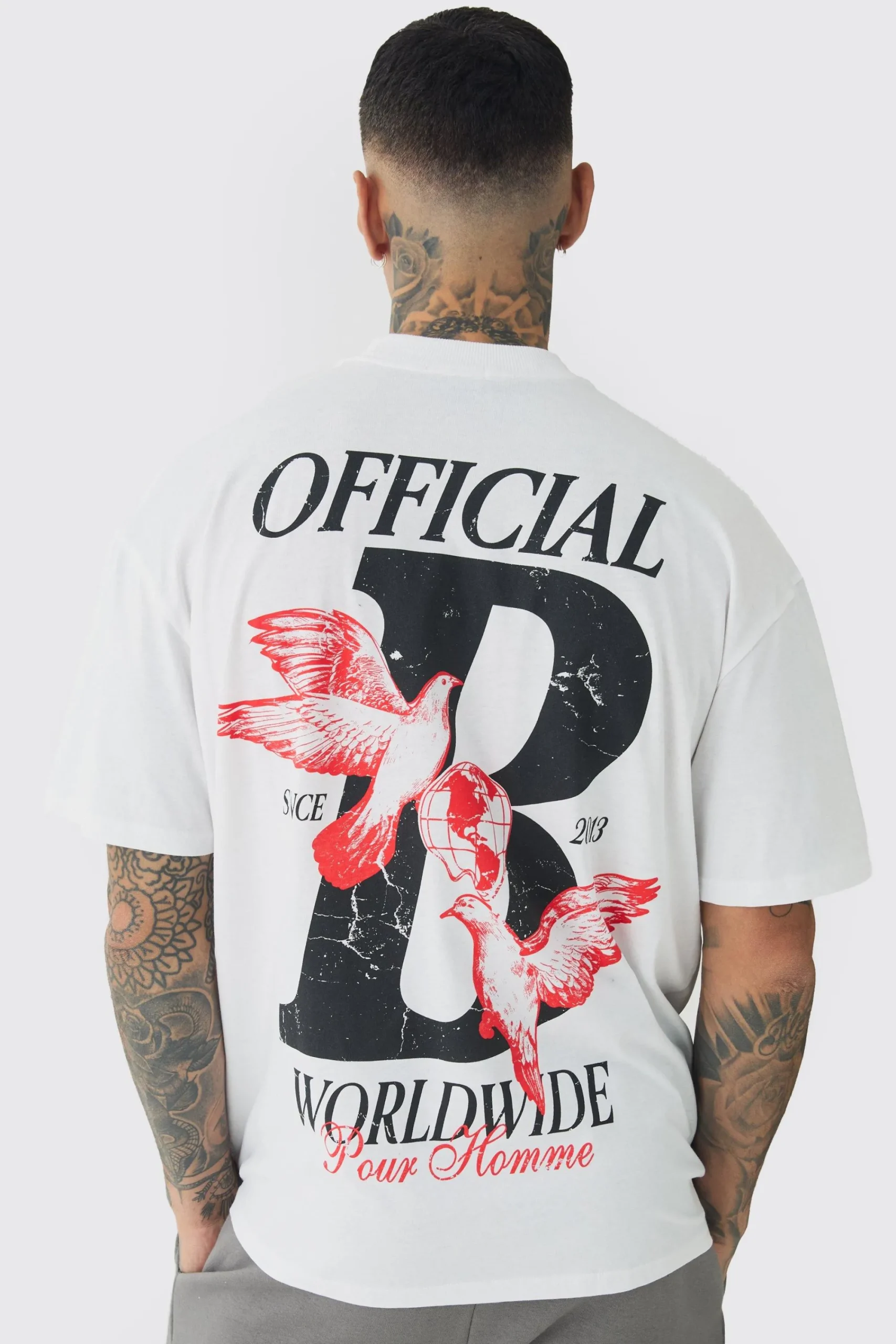 Tall Official Dove Printed Oversized T-Shirt | UK^boohooMAN Sale