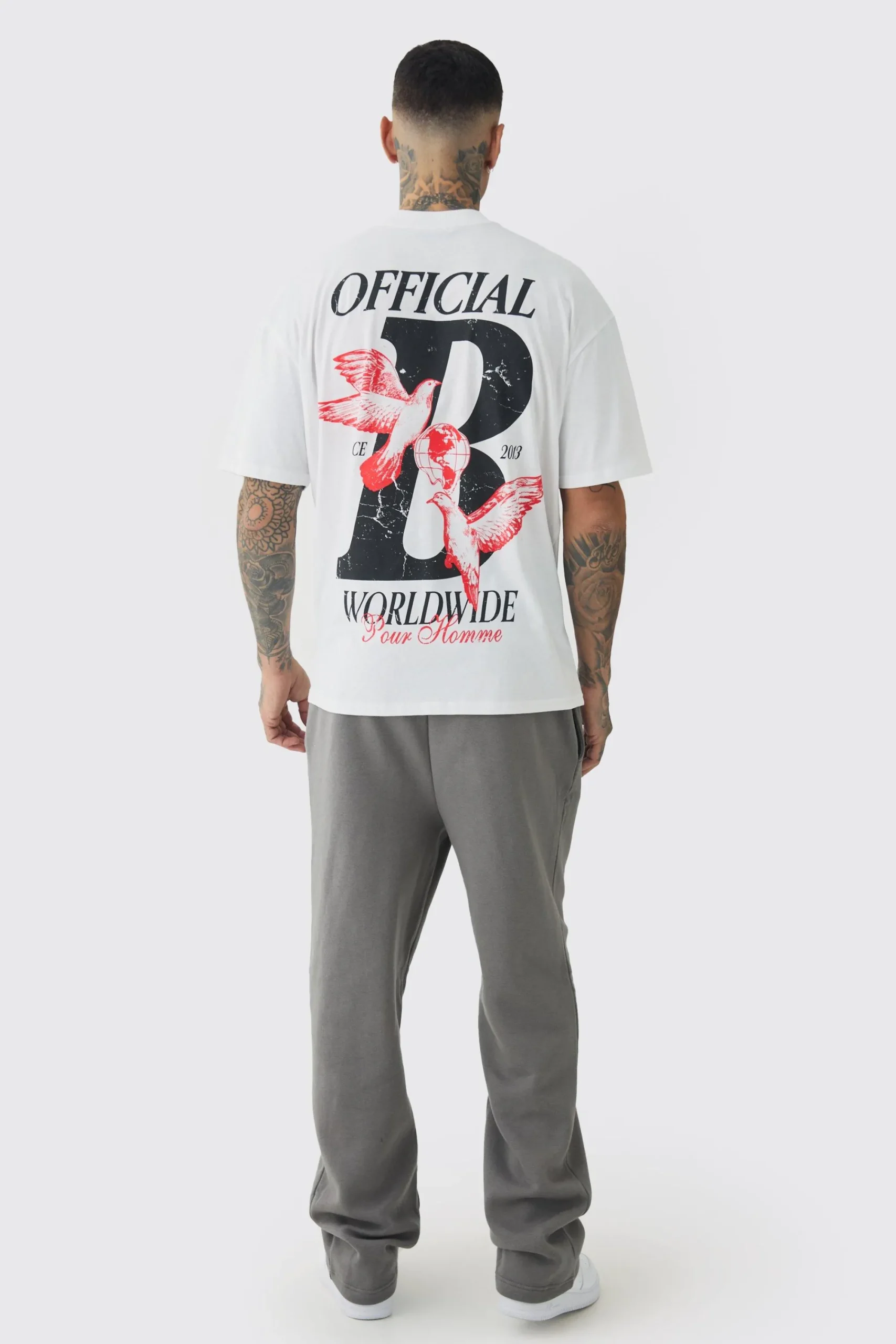 Tall Official Dove Printed Oversized T-Shirt | UK^boohooMAN Sale