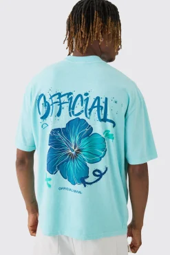 Tall Official Floral Back Print T-shirt In | UK^boohooMAN Clearance