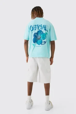 Tall Official Floral Back Print T-shirt In | UK^boohooMAN Clearance