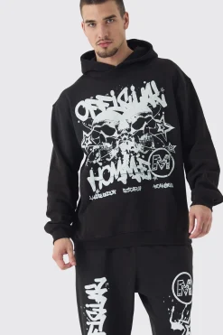 boohooMAN Tall Official Homme Skull Print Oversized Tracksuit In | UK| Tracksuits
