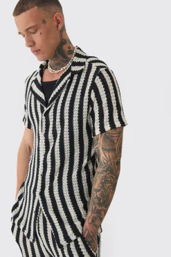 boohooMAN Tall Open Weave Oversized Shirt & Short Set | UK| Sets & Co-Ords