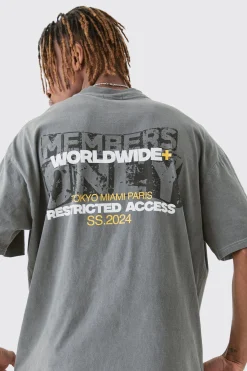 Tall Overdye Wash Worldwide Back Printed T-shirt | UK^boohooMAN Discount