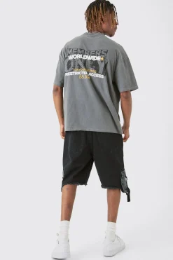 Tall Overdye Wash Worldwide Back Printed T-shirt | UK^boohooMAN Discount