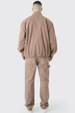 boohooMAN Tall Overdyed Oversized Funnel Neck 1/4 Zip Jacket | UK| Coats & Jackets